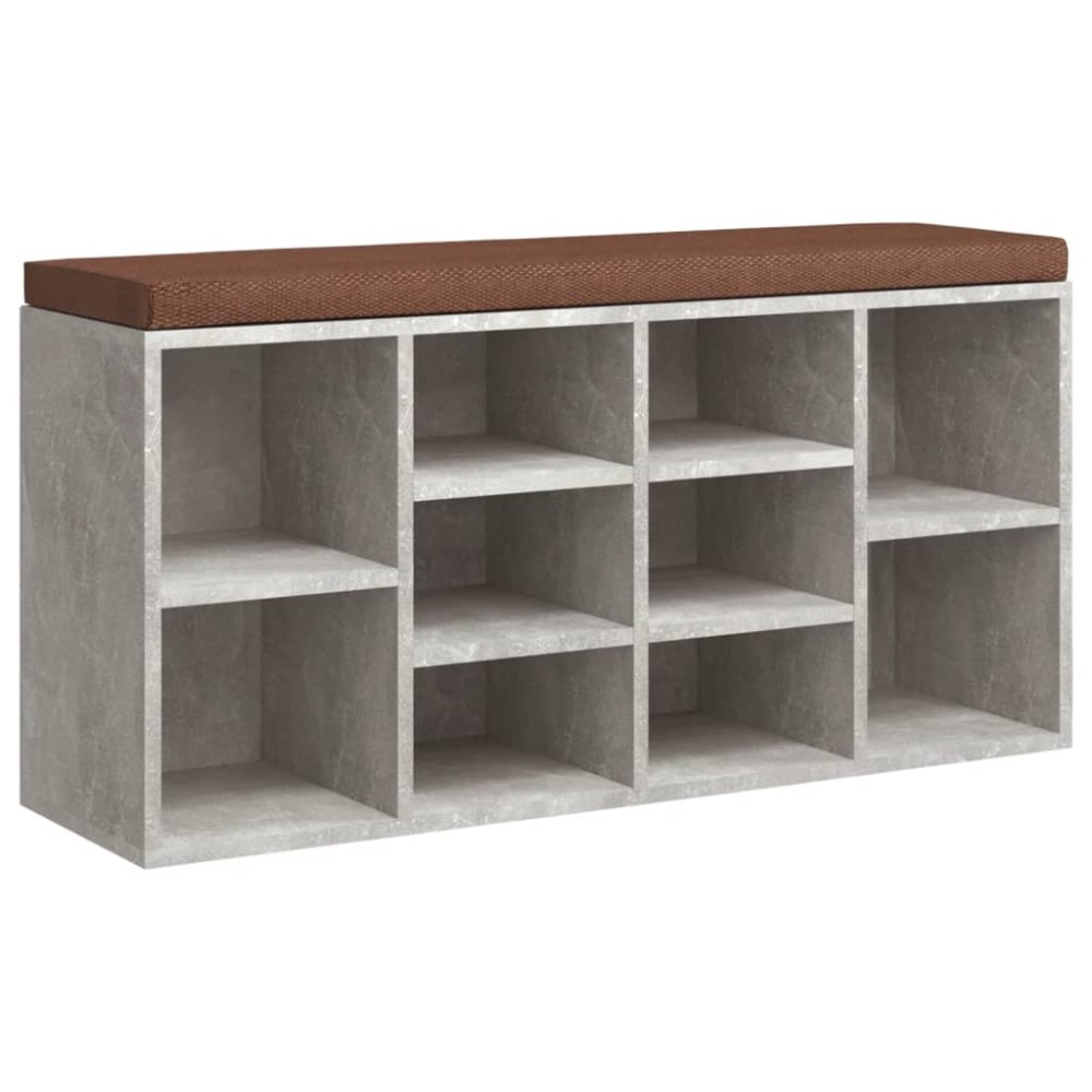 vidaXL Bancheta pantofar, gri beton, 103x30x48 cm, lemn compozit