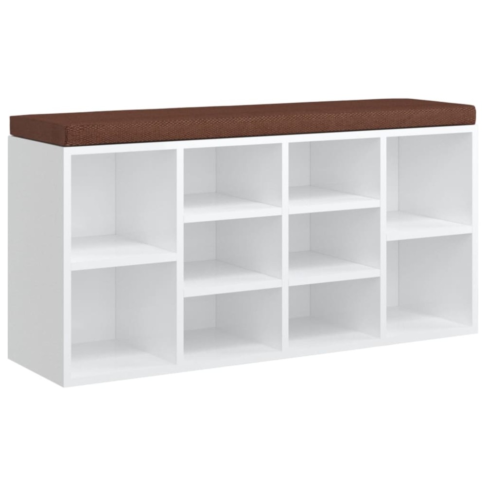 vidaXL Bancheta pantofar, alb extralucios, 103x30x48 cm, lemn compozit