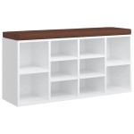 vidaXL Bancheta pantofar, alb extralucios, 103x30x48 cm, lemn compozit vidaXL Bancheta pantofar, alb extralucios, 103x30x48 cm, lemn compozit