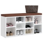 vidaXL Bancheta pantofar, alb extralucios, 103x30x48 cm, lemn compozit vidaXL Bancheta pantofar, alb extralucios, 103x30x48 cm, lemn compozit
