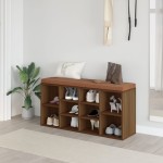 vidaXL Bancă pentru pantofi stejar maro 103x30x48 cm lemn prelucrat vidaXL Bancă pentru pantofi stejar maro 103x30x48 cm lemn prelucrat
