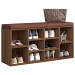 vidaXL Bancă pentru pantofi stejar maro 103x30x48 cm lemn prelucrat vidaXL Bancă pentru pantofi stejar maro 103x30x48 cm lemn prelucrat