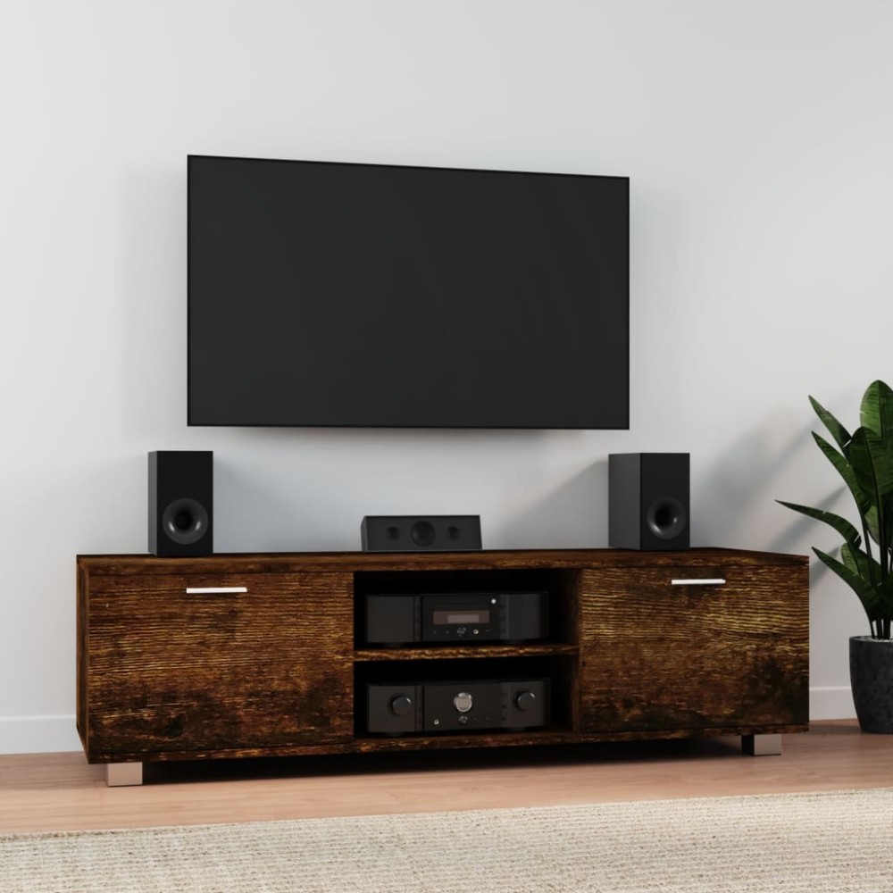 vidaXL Comodă TV, stejar fumuriu, 140x40,5x35 cm, lemn prelucrat