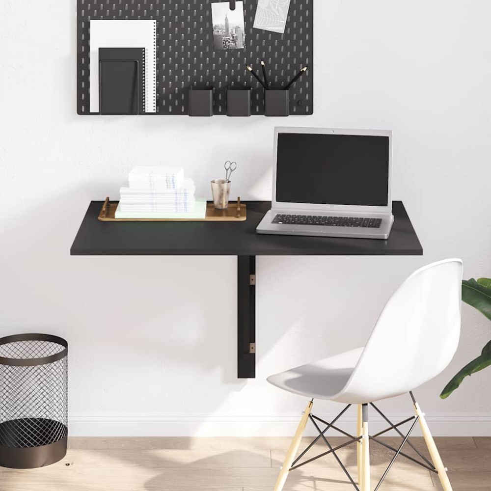 vidaXL Masă de perete pliantă, negru, 100x60x56 cm, lemn compozit
