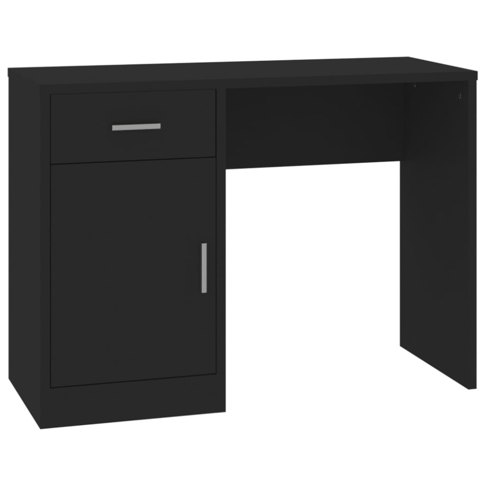 vidaXL Birou cu sertar și dulap, negru, 100x40x73 cm, lemn prelucrat
