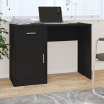 vidaXL Birou cu sertar și dulap, negru, 100x40x73 cm, lemn prelucrat vidaXL Birou cu sertar și dulap, negru, 100x40x73 cm, lemn prelucrat