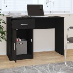 vidaXL Birou cu sertar și dulap, negru, 100x40x73 cm, lemn prelucrat vidaXL Birou cu sertar și dulap, negru, 100x40x73 cm, lemn prelucrat