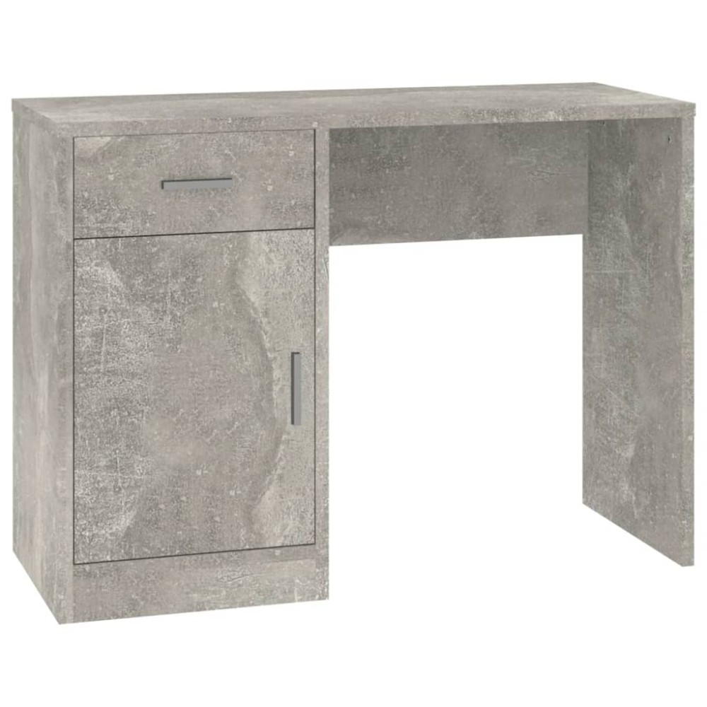 vidaXL Birou cu sertar și dulap, gri beton 100x40x73 cm lemn prelucrat