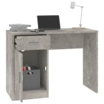vidaXL Birou cu sertar și dulap, gri beton 100x40x73 cm lemn prelucrat