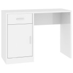 vidaXL Birou cu sertar și dulap, alb extralucios, 100x40x73 cm, lemn vidaXL Birou cu sertar și dulap, alb extralucios, 100x40x73 cm, lemn