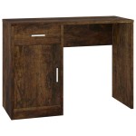 vidaXL Birou cu sertar și dulap, stejar fumuriu, 100x40x73 cm, lemn vidaXL Birou cu sertar și dulap, stejar fumuriu, 100x40x73 cm, lemn