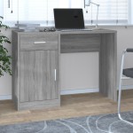 vidaXL Birou cu sertar și dulap gri sonoma 100x40x73 cm lemn prelucrat vidaXL Birou cu sertar și dulap gri sonoma 100x40x73 cm lemn prelucrat