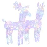 vidaXL Reni de Crăciun, 2 buc., multicolor, 80 LED-uri, acril vidaXL Reni de Crăciun, 2 buc., multicolor, 80 LED-uri, acril