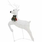 vidaXL Decor de Crăciun cu reni și sanie, 60 LED-uri, alb, exterior vidaXL Decor de Crăciun cu reni și sanie, 60 LED-uri, alb, exterior