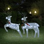 vidaXL Reni de Crăciun, 2 buc., alb, 40 LED-uri vidaXL Reni de Crăciun, 2 buc., alb, 40 LED-uri