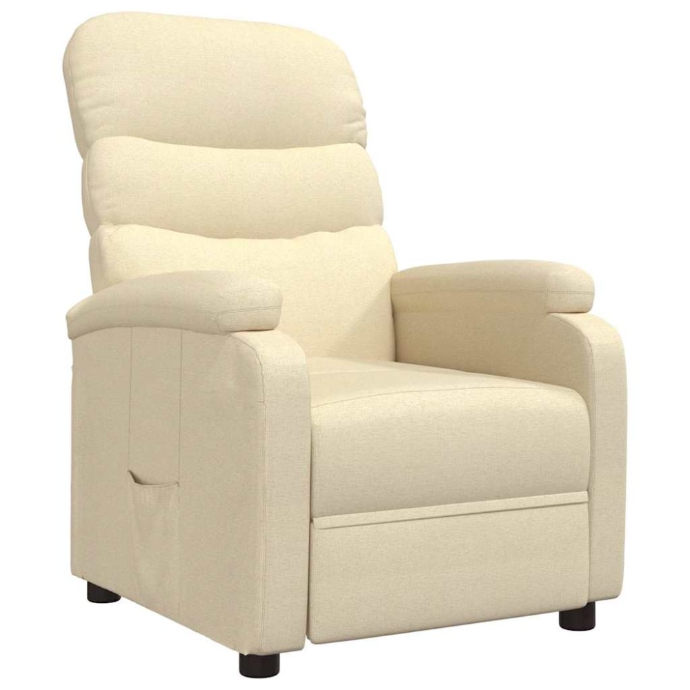 vidaXL Fotoliu rabatabil, crem, material textil