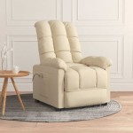 vidaXL Fotoliu de masaj, crem, material textil