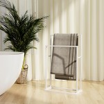 vidaXL Suport de prosoape autonom, alb, 48x24x78,5 cm, fier vidaXL Suport de prosoape autonom, alb, 48x24x78,5 cm, fier