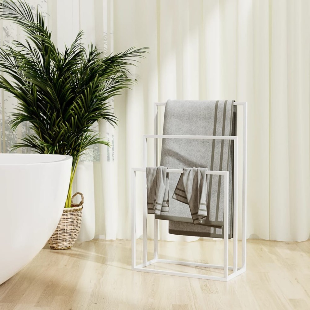 vidaXL Suport de prosoape autonom, alb, 48x24x79 cm, fier