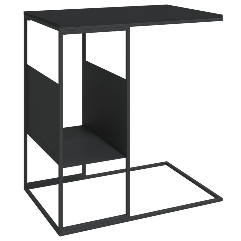 vidaXL Masă laterală, negru, 55x36x59,5 cm, lemn compozit