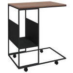 vidaXL Masă laterală cu roți, negru, 55x36x63,5 cm, lemn prelucrat vidaXL Masă laterală cu roți, negru, 55x36x63,5 cm, lemn prelucrat