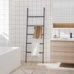 vidaXL Scară suport pentru prosoape, 5 niveluri, negru, 58x175 cm fier vidaXL Scară suport pentru prosoape, 5 niveluri, negru, 58x175 cm fier
