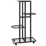 vidaXL Suport de flori cu 4 etaje, cu roți, negru, 44x23x80 cm, fier vidaXL Suport de flori cu 4 etaje, cu roți, negru, 44x23x80 cm, fier