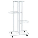 vidaXL Suport de flori cu 4 etaje, cu roți, alb, 44x23x80 cm, fier