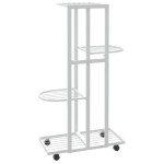 vidaXL Suport de flori cu 4 etaje, cu roți, alb, 44x23x80 cm, fier