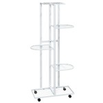 vidaXL Suport de flori cu 5 etaje, cu roți, alb, 44x23x100 cm, fier vidaXL Suport de flori cu 5 etaje, cu roți, alb, 44x23x100 cm, fier