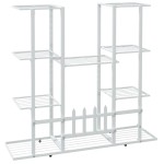 vidaXL Suport pentru flori, 94,5x25x89 cm, alb, fier vidaXL Suport pentru flori, 94,5x25x89 cm, alb, fier
