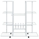 vidaXL Suport pentru flori cu roți, 94,5x24,5x91,5 cm, alb, fier vidaXL Suport pentru flori cu roți, 94,5x24,5x91,5 cm, alb, fier