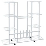vidaXL Suport pentru flori cu roți, 94,5x24,5x91,5 cm, alb, fier vidaXL Suport pentru flori cu roți, 94,5x24,5x91,5 cm, alb, fier