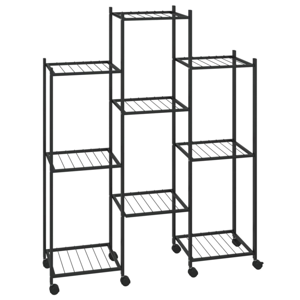 vidaXL Suport pentru flori cu roți, 83x25x103,5 cm, negru, fier