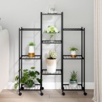 vidaXL Suport pentru flori cu roți, 83x25x103,5 cm, negru, fier vidaXL Suport pentru flori cu roți, 83x25x103,5 cm, negru, fier