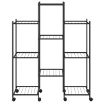 vidaXL Suport pentru flori cu roți, 83x25x103,5 cm, negru, fier vidaXL Suport pentru flori cu roți, 83x25x103,5 cm, negru, fier