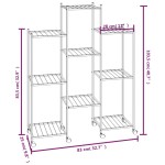 vidaXL Suport pentru flori cu roți, 83x25x103,5 cm, negru, fier vidaXL Suport pentru flori cu roți, 83x25x103,5 cm, negru, fier
