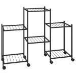 vidaXL Suport pentru flori cu roți, 83x25x63,5 cm, negru, fier vidaXL Suport pentru flori cu roți, 83x25x63,5 cm, negru, fier