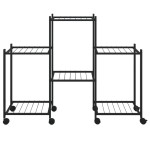 vidaXL Suport pentru flori cu roți, 83x25x63,5 cm, negru, fier vidaXL Suport pentru flori cu roți, 83x25x63,5 cm, negru, fier