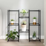 vidaXL Suport pentru flori, 83x25x80 cm, negru, fier vidaXL Suport pentru flori, 83x25x80 cm, negru, fier