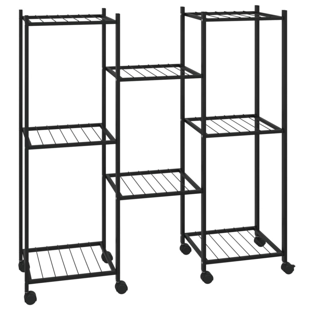 vidaXL Suport pentru flori cu roți, 83x25x83,5 cm, negru, fier