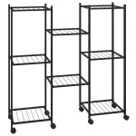 vidaXL Suport pentru flori cu roți, 83x25x83,5 cm, negru, fier vidaXL Suport pentru flori cu roți, 83x25x83,5 cm, negru, fier