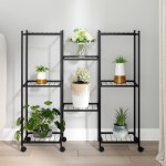 vidaXL Suport pentru flori cu roți, 83x25x83,5 cm, negru, fier vidaXL Suport pentru flori cu roți, 83x25x83,5 cm, negru, fier