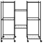 vidaXL Suport pentru flori cu roți, 83x25x83,5 cm, negru, fier vidaXL Suport pentru flori cu roți, 83x25x83,5 cm, negru, fier