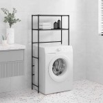 vidaXL Suport depozitare 2 niveluri mașină spălat negru 69x28x143cm vidaXL Suport depozitare 2 niveluri mașină spălat negru 69x28x143cm