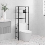 vidaXL Etajeră deasupra toaletei 2 polițe, negru, 53,5x28x143 cm, fier vidaXL Etajeră deasupra toaletei 2 polițe, negru, 53,5x28x143 cm, fier