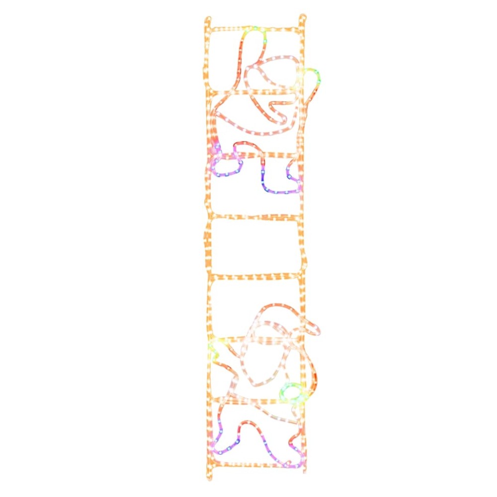 vidaXL Figurină Moș Crăciun pe scară, pliabilă, 552 LED-uri, 50x200 cm