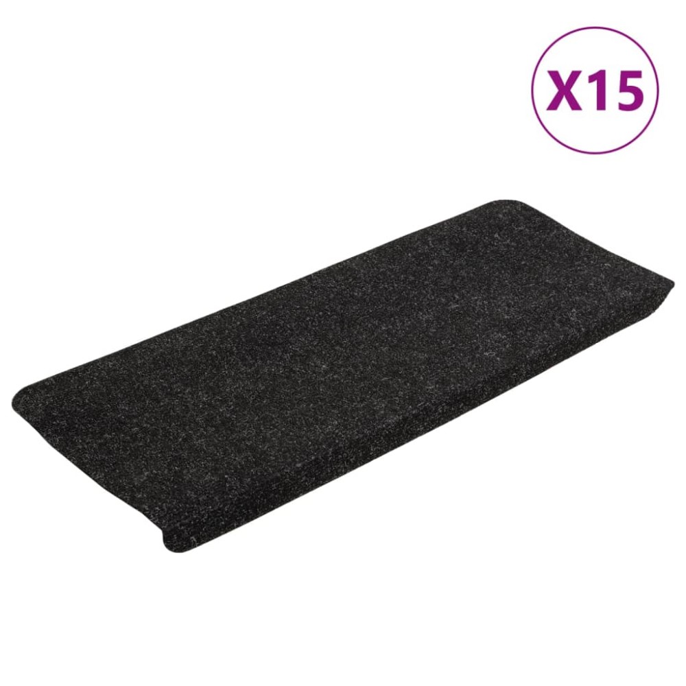 vidaXL Covorașe scări autoadezive, 15 buc., antracit, 65x24,5x3,5 cm