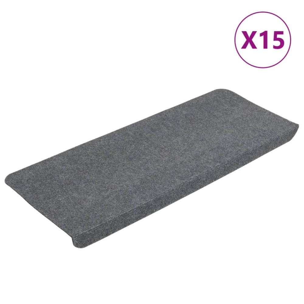 vidaXL Covorașe scări autoadezive, 15 buc., gri, 65x24,5x3,5 cm