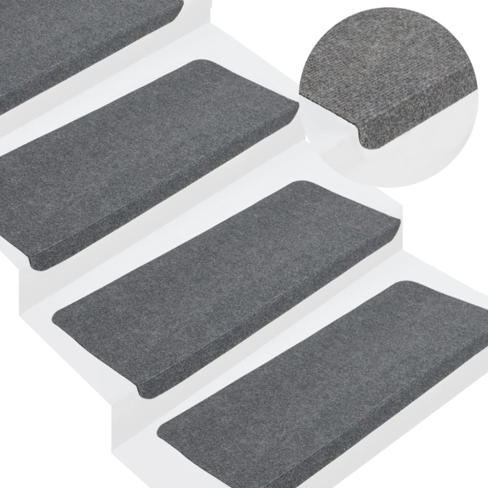 vidaXL Covorașe scări autoadezive, 15 buc., gri, 65x24,5x3,5 cm